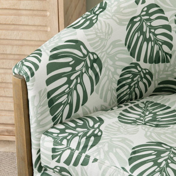 Crestview Collection Coastal Accent Chair - Stylish Green Leaf Design, Durable Fabric, Washable Cushion & Sturdy Frame Green Polyester Cvfzr6147
