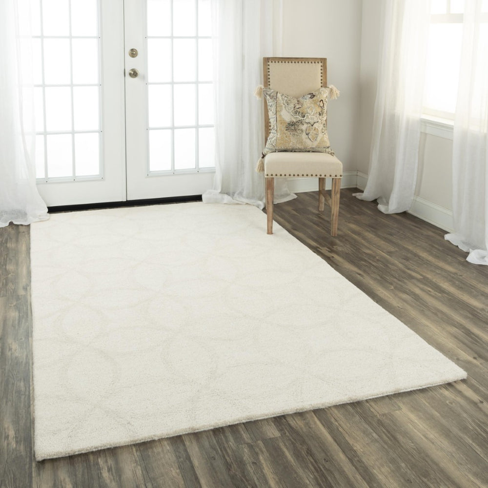 Alora Decor Peace Ivory Hand-Tufted Wool Rug With Concentric Circle And Diamond Motif — Modern, Plush Anchor For Living Spaces 8'9" x 11'9" 02002010300378919