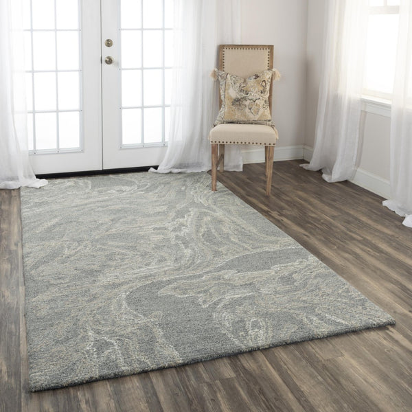 Alora Decor Peace Hand-Tufted Gray Wool Rug With Looped Pile And Hand-Serge Edges, Neutral Transitional Accent 8'9" x 11'9" 02002010400338919