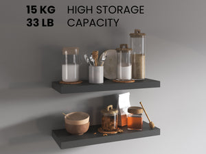 English Elm Ecco Floating Shelves Set of 2 with Hidden Brackets, Modern Matte Finish Wall Storage Display Unit Gray 32 L x 11 W x 4 H B200P239105