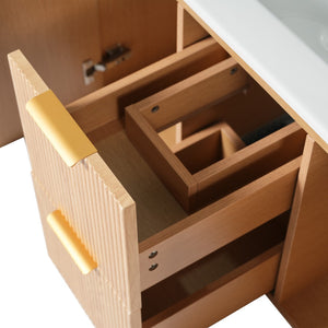 English Elm [video]36 Inch Floating Bathroom Vanity with Ceramic Sink Mdf Cabinet Soft Close N729P417256N