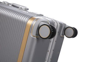 English Elm Luggage Set 3 Piece Polycarbonate Aluminum Frame Hard Shell Travel Suitcases with Lock Silver T3292P361540