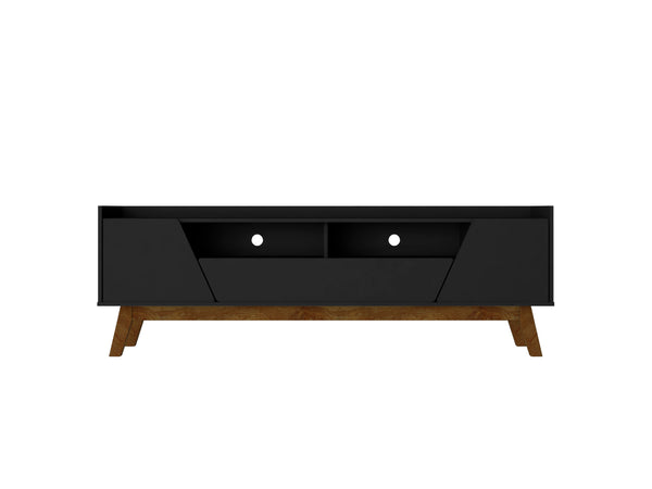 English Elm Marcus 71" TV Stand with Soft-Close Doors, Cable Management, Solid Pine Legs, 70" TV Ready Black B365P397915