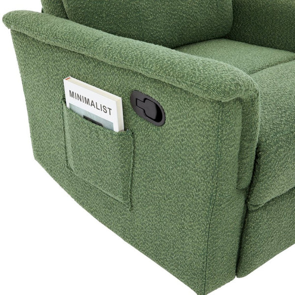 English Elm Manual Recliner Swivel Rocker Boucle Chair with 8-point Massage for Nursery or Living Room Green N763P363763F