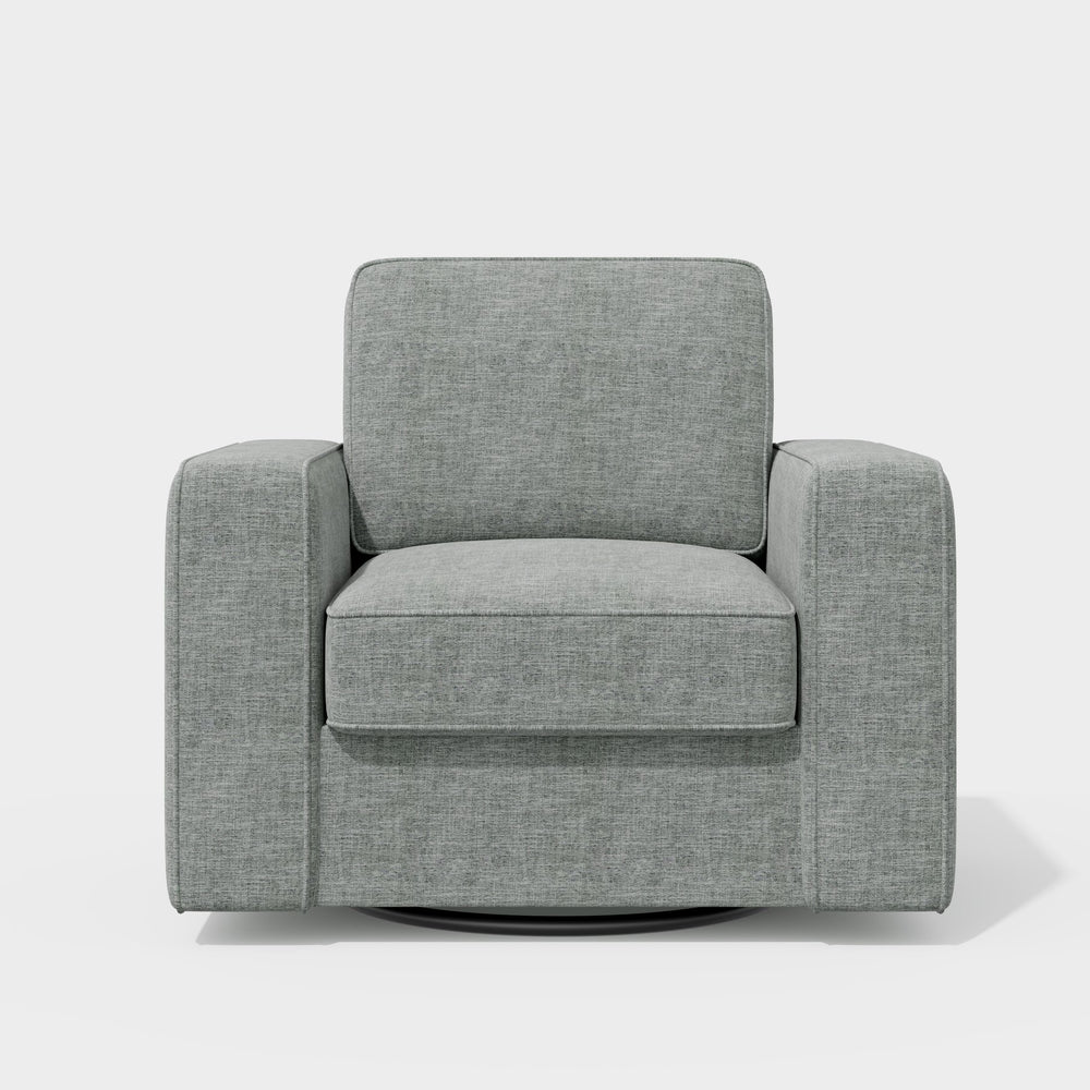 English Elm 360 360 Rotation Swivel Accent Chair Gray Linen Upholstered Wide 36" Mid-Century Ergonomic Sofa Seat Comfortable Modern Home Office Lounge T3950P387638