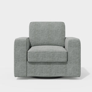 English Elm 360 360 Rotation Swivel Accent Chair Gray Linen Upholstered Wide 36" Mid-Century Ergonomic Sofa Seat Comfortable Modern Home Office Lounge T3950P387638