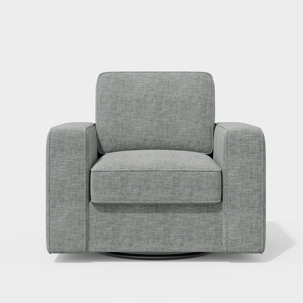 English Elm 360 360 Rotation Swivel Accent Chair Gray Linen Upholstered Wide 36" Mid-Century Ergonomic Sofa Seat Comfortable Modern Home Office Lounge T3950P387638