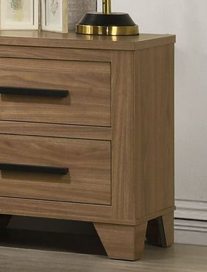 English Elm Transitional Walnut Nightstand Dovetail Drawers Matte Bar Pulls Bedroom Storage B2741P430423