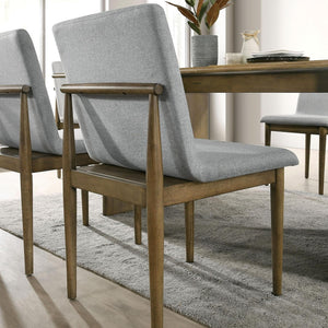 English Elm Natural Tone Mid-Century Dining Chairs Set of 2 Light Gray Upholstered Seats Solid Wood Legs Stylish Comfort B011P196967