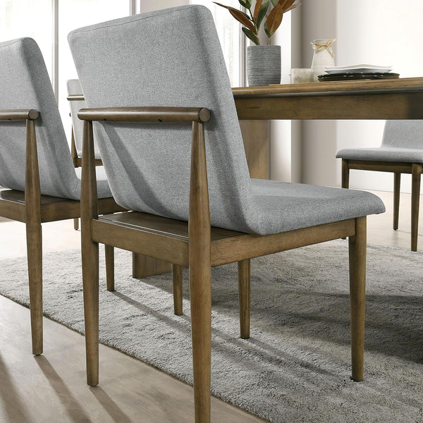 English Elm Natural Tone Mid-Century Dining Chairs Set of 2 Light Gray Upholstered Seats Solid Wood Legs Stylish Comfort B011P196967