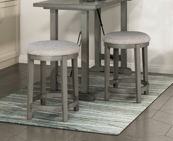 English Elm 3Pc Counter Height Set - Light Gray Acacia Table & 2 Foam-Cushioned Stools For Stylish Dining B011S01365