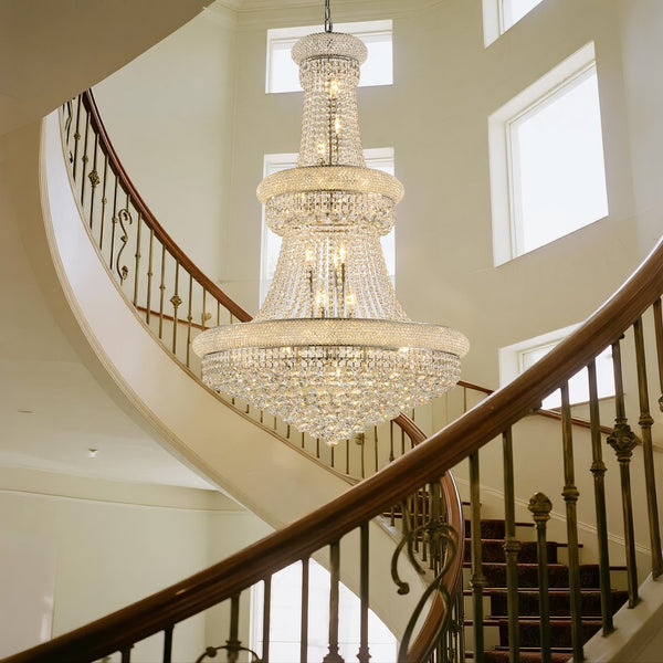 English Elm 32-Inch Crystal Chandelier 21-Light K9 Luxury Ceiling Fixture for Dining Room Bedroom Modern Empire Chrome W2869S00028