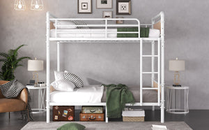 English Elm Twin Xl Metal Bunk Bed Detachable Industrial Frame with Guard Rails for Teens W2580P421569
