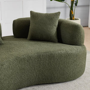 English Elm 66.93 Inch Curved Teddy Velvet Loveseat Sculptural Compact Sofa for Apartments Green W3612P406627