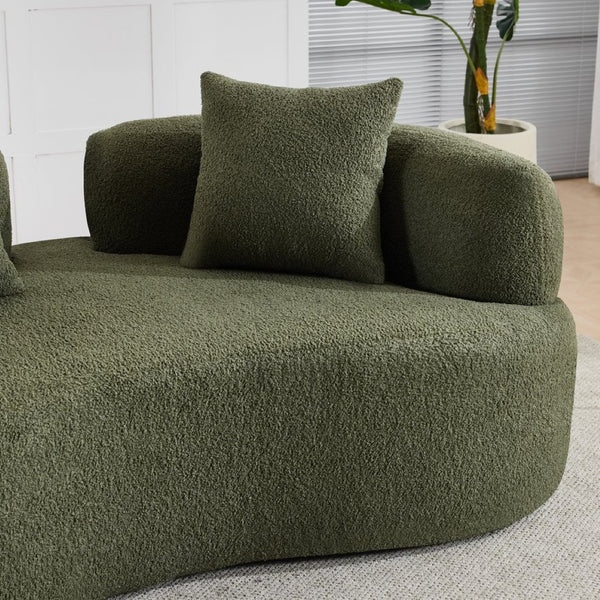 English Elm 66.93 Inch Curved Teddy Velvet Loveseat Sculptural Compact Sofa for Apartments Green W3612P406627