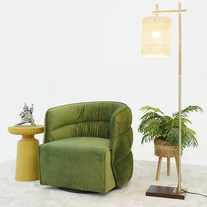 English Elm Ashcroft Furniture - Walden Mid-Century Swivel Chair Velvet Upholstery with Integrated Armrests, Fully Assembled Elegance Green B183P281191