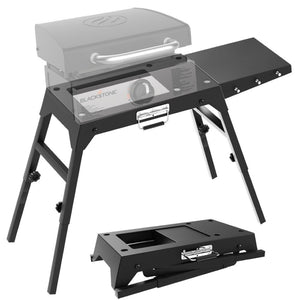 English Elm Foldable Carbon Steel Griddle Stand with Adjustable Legs and Side Shelf Outdoor Use W2181P481705