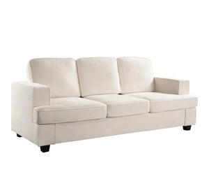 English Elm Modern Velvet Sofa Luxurious 3-Seater Couch with Deep Seating, High-Density Foam, Loose Back Cushions, Wide Arms, Stylish Living Room Centerpiece Ivory B2735P292328