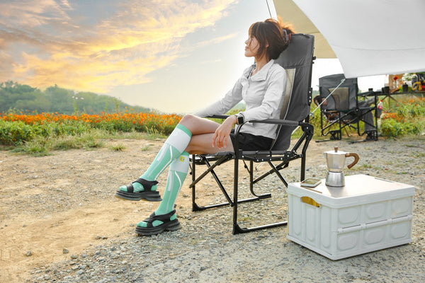 English Elm Camping Director Chair with Side Table, Cup Holder & Mesh Back, Heavy-Duty Folding Seat for Outdoor Events Gray W640P224440