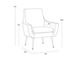 Sunpan Aletta Modern Lounge Chair with Glamorous Design and Black Iron Legs for Chic Living Spaces Nono Tapenade Gold