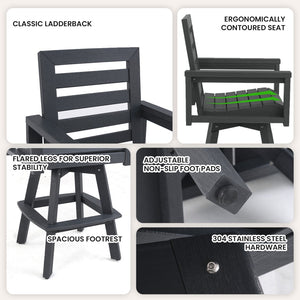 English Elm Outdoor Hdpe Ladderback Swivel Barstool Wood Grain Finish for Poolside Porch Deck Slate Grey W1886P440641