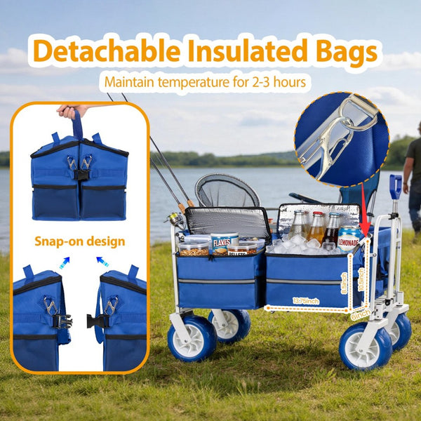 English Elm Beach Wagon Heavy Duty Folding Cart with 500lb Capacity and All Terrain Pvc Wheels W2932P412003