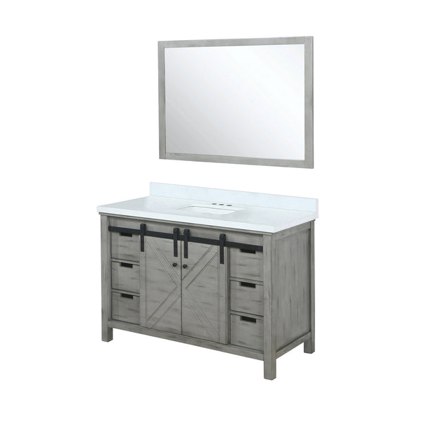 English Elm Ash Grey 48 in. Bath Vanity with Cultured Marble Top, Soft-Close Drawers, Mirror & Ample Storage B2731S00800