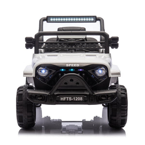 English Elm 12v Kids Electric Ride on Truck with Parental Remote Four Wheel Suspension and Led Lights White W1578P187457