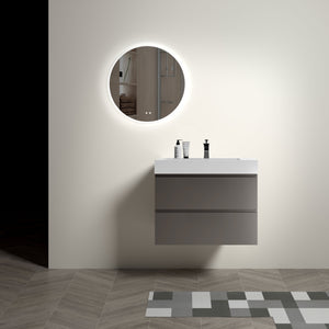 English Elm Alice 30" Gray Floating Bathroom Vanity With Sink - Modern Design, Large Storage & Quiet Soft-Closing Drawers W1865S00005