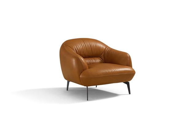 English Elm Leonia Cognac Leather Chair - Made in Italy, Metal Legs, Full Foam Comfort, Modern Accent Seating B2726P285349