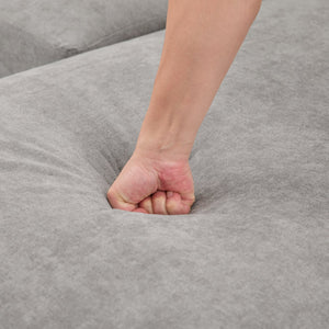 English Elm U-shaped Chenille Sectional Sofa with Dual Chaise Lounges, Tufted Back, Storage Pockets & Pillows Grey N719S002040E