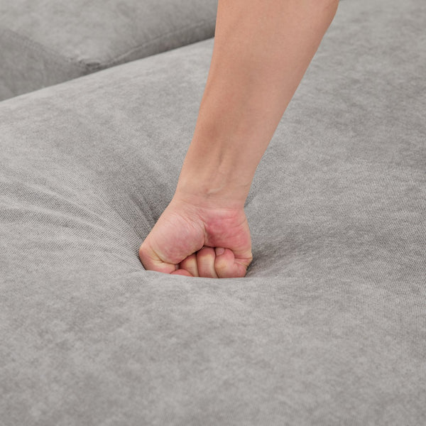 English Elm U-shaped Chenille Sectional Sofa with Dual Chaise Lounges, Tufted Back, Storage Pockets & Pillows Grey N719S002040E