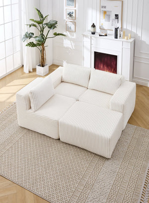 English Elm Modern Corduroy Polyester L-shape Sectional Deep Seat Cloud Sofa for Living Room W2959S00004