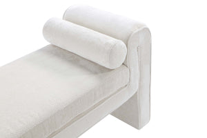 English Elm Concord Chenille Accent Bench Ivory — 59" Kiln-Dried Pine Frame, Plush Foam Padding, 2 Bolsters, No Assembly B365P398216