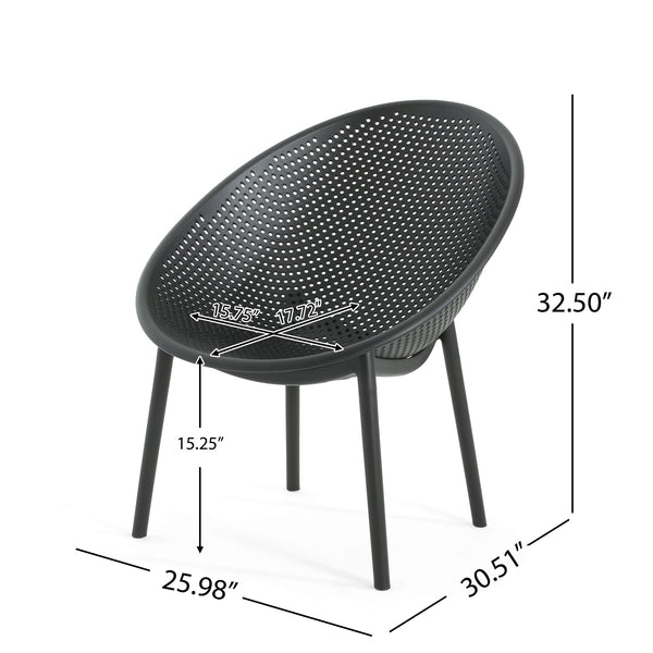 English Elm Christopher Knight Home® - Gable Weather-Resistant Accent Chair Set of 2 — Durable Polypropylene Outdoor Seating, Easy Care Black N775P176715B