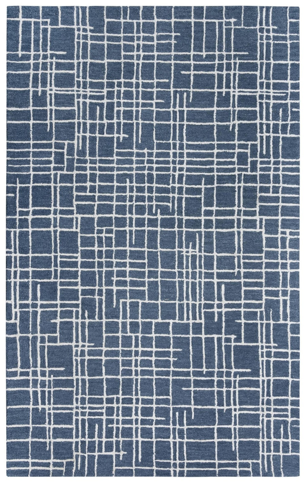 Alora Decor Classic Blue Hand-Tufted Geometric Area Rug In Blue And Ivory With Plush Wool-Viscose Texture, Modern Appeal 7'9" x 9'9" 02102110200097999