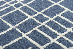 Alora Decor Classic Blue Hand-Tufted Geometric Area Rug In Blue And Ivory With Plush Wool-Viscose Texture, Modern Appeal 7'9" x 9'9" 02102110200097999