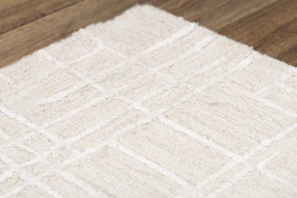 Alora Decor Classic Hand-Tufted Beige Rug With Wool-Viscose Blend, Subtle Linear Texture And Elegant Modern Charm 5' x 7'6" 02102110300370576