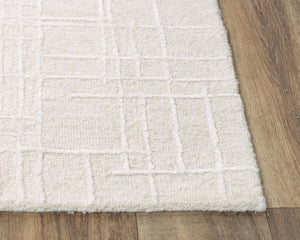 Alora Decor Classic Hand-Tufted Beige Rug With Wool-Viscose Blend, Subtle Linear Texture And Elegant Modern Charm 5' x 7'6" 02102110300370576