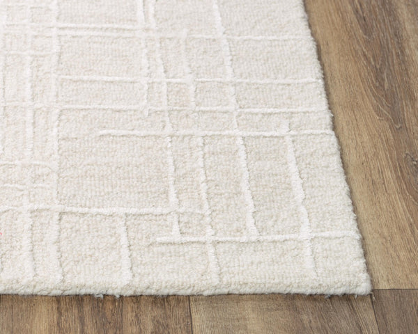 Alora Decor Classic Hand-Tufted Beige Rug With Wool-Viscose Blend, Subtle Linear Texture And Elegant Modern Charm 5' x 7'6" 02102110300370576