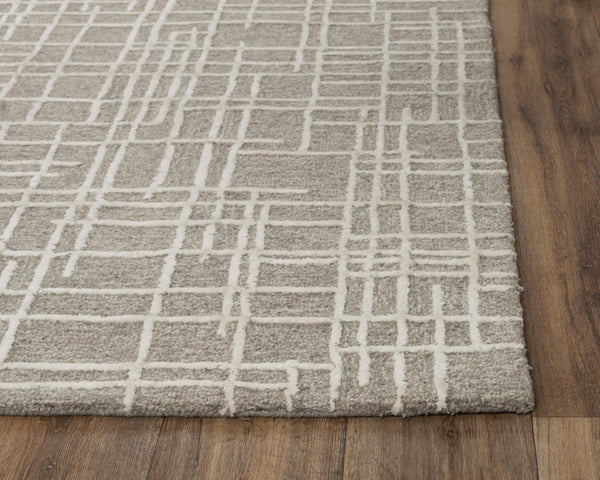 Alora Decor Classic Hand-Tufted Rug In Taupe Natural Geometric Design 85% Wool 15% Viscose Soft Durable Luxe Finish 7'9" x 9'9" 02102110533557999