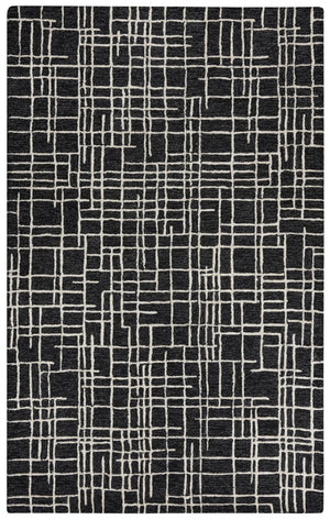 Alora Decor Classic Black Hand-Tufted Wool Rug With Viscose Sheen, Modern Geometric Texture For Minimalist Spaces 8'9" x 11'9" 02102110600068919