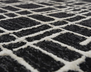 Alora Decor Classic Black Hand-Tufted Wool Rug With Viscose Sheen, Modern Geometric Texture For Minimalist Spaces 8'9" x 11'9" 02102110600068919