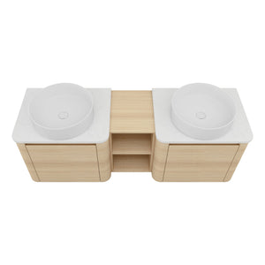 English Elm 60'' Wall-Mounted Bathroom Vanity With Ceramic Sink & Soft-Close Cabinet, Modern Storage Solution W999S00471
