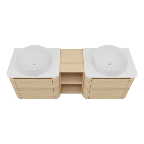 English Elm 60'' Wall-Mounted Bathroom Vanity With Ceramic Sink & Soft-Close Cabinet, Modern Storage Solution W999S00471
