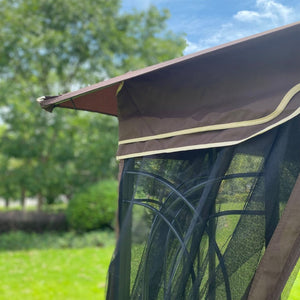 English Elm Same 10x10 Outdoor Gazebo with Vented Dual Roof Mesh Walls Steel Frame Patio W419P461620