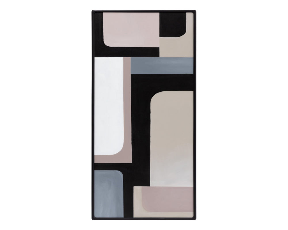 Sunpan RADICAL Triptych Set of 3 Hand-Painted Geometric Wall Art in Black Floater Frame - 28" x 66" A0368
