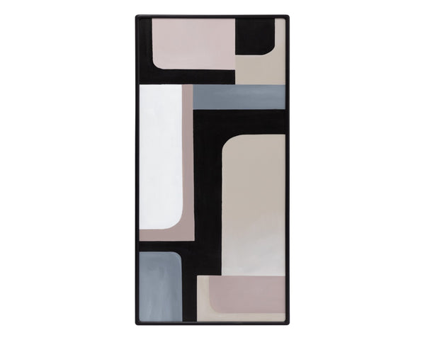 Sunpan RADICAL Triptych Set of 3 Hand-Painted Geometric Wall Art in Black Floater Frame - 28" x 66" A0368