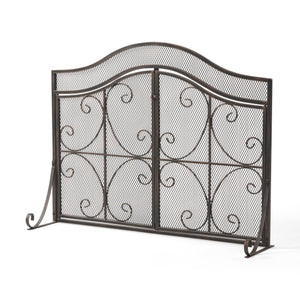 English Elm Christopher Knight Home® - FIRE Screen Gary 3-Panel Iron Fireplace Screen with Doors, Black Copper Finish, Camelback Scrollwork Protective Accent 65187.00BLKCOP