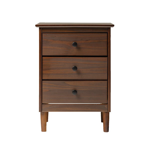 English Elm Walker Edison - Classic 3-Drawer Solid Wood Nightstand Walnut – Sustainable Pine, Deep Storage Drawers, Modern Style B185P168930